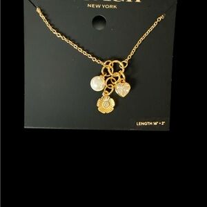 Coach Gold Necklace with Charms Great Valentine gift.